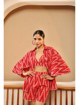 Manvi Daga - Ruby Red Scalloped Shirt