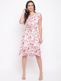 Latin Quarters - Floral Print Wrap Cordset with Ruffles & Knot (Set of 2)