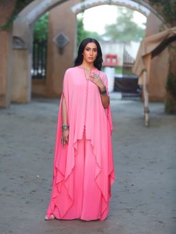Payal Dawar - Pink Sunehri Kaftan with Palazzo (Set of 2)