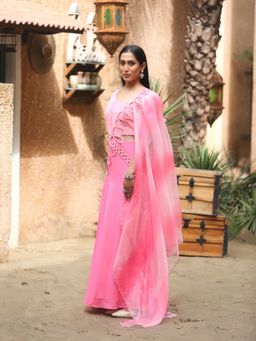Payal Dawar - Pink Sara Maxi Dress with Attached Drape