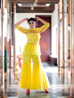 Payal Dawar - Yellow Fusion Co-Ord (Set of 3)