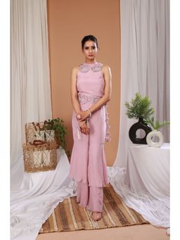 Payal Dawar - Pink Deep Blush Jumpsuit with Belt (Set of 2)