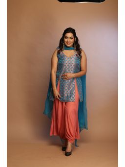 Payal Dawar - Blue Banarasi Patolas Kurta with Salwar and Dupatta (Set of 3)
