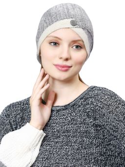 Bharatasya - Thick Knitted Turban Cap - Grey