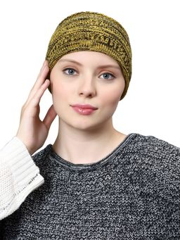 Bharatasya - Women Heathered Winter Knitted Headband Beanie Ear warmer - Yellow