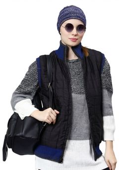 Bharatasya - Women Heathered Winter Knitted Headband Beanie Ear warmer - Blue