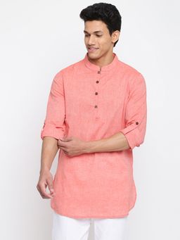 Fabindia - Pink Cotton Woven Short Kurta