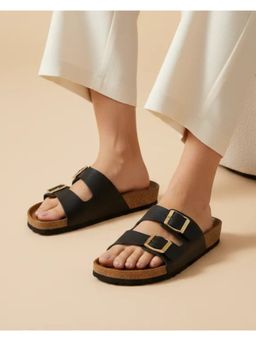 Koblerr - Women Dual-strap slip-on Sandals Black