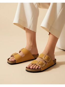 Koblerr - Women Chunky Dual-strap slip-on Sandals Yellow