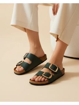 Koblerr - Women Chunky Dual-strap slip-on Sandals Green