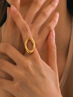 AQUASTREET - 18K Gold Plated Statement Round Ring