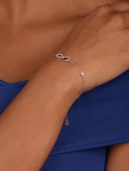 LuxeVogue - White Forever Love Infinity Heart 925 Silver Bracelet