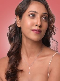 LuxeVogue - 925 Sterling Silver White Moon and Star Pendant Necklace