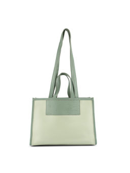 London Rag - Green Wavy Patch Color Block Tote Bag