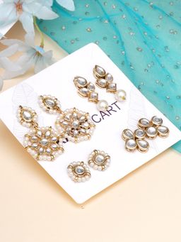 Karatcart - Set of 4 Handcrafted Kundan Earrings Combo for Women