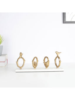 HomeTown - Nyra Metal Bird Flock On Marble Figurine In Gold