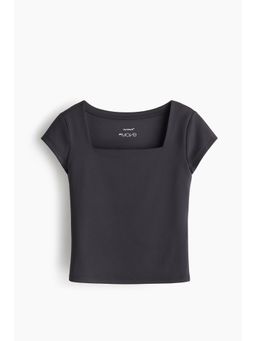 H&M - Girls Black Square Neck Sports Top With Drymovea