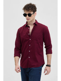 Snitch - Men Core Lab Maroon Slim Fit Shirt