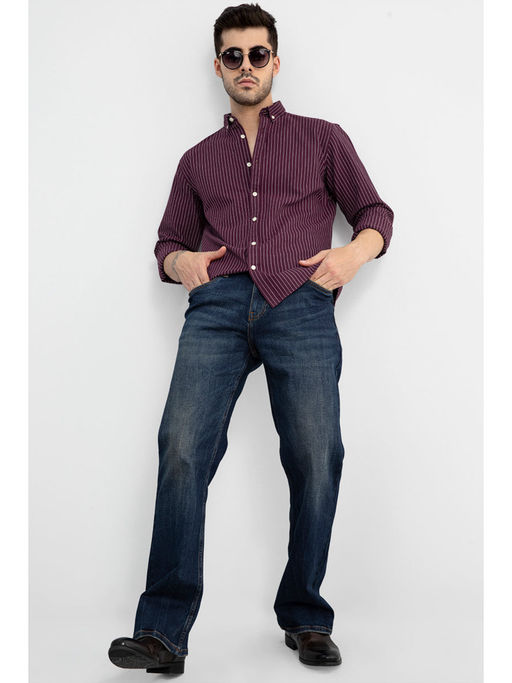 Buy Snitch Men Lining Maroon Shirt Online 5