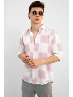 Snitch - Men Ornate Square Pink Shirt