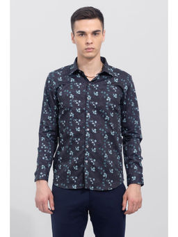 Snitch - Men Tiny Flower Navy Blue Shirt