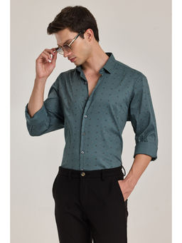 Snitch - Men Teal Printed Slim Fit Shirt