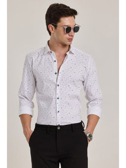 Snitch - Men White Printed Slim Fit Shirt