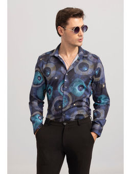 Snitch - Men Circling Spark Navy Blue Shirt