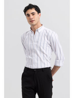 Snitch - Men String Stripes White Shirt