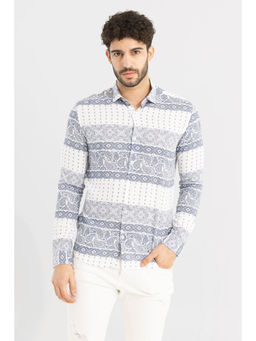 Snitch - Men Boho Art Blue & White Shirt