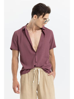 Snitch - Men Bubble Line Mauve Seer Sucker Shirt