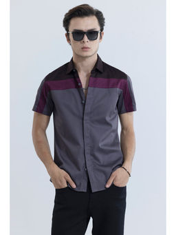 Snitch - Men Brayden Grey & Purple Shirt