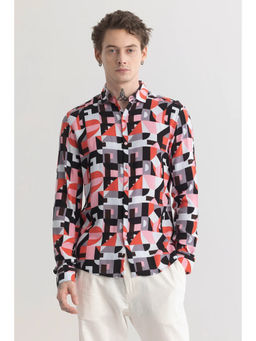 Snitch - Men GeoVivid Red Shirt