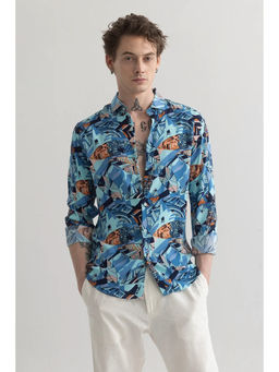 Snitch - Men Abstractile Blue Shirt