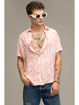 Snitch - Men Maze Line Pink Shirt