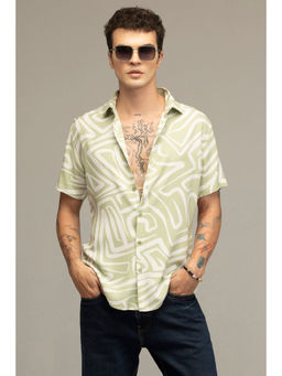 Snitch - Men Maze Line Green Shirt