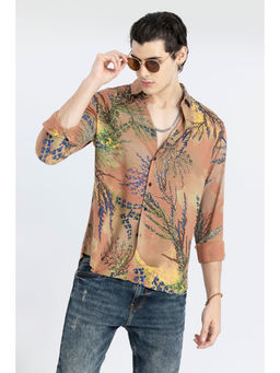 Snitch - Men Fuji Flower Peach Shirt