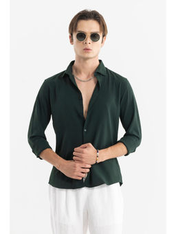 Snitch - Men Chagrin Dark Green Shirt