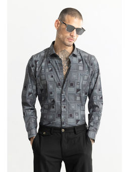 Snitch - Men Maze Square Grey Shirt