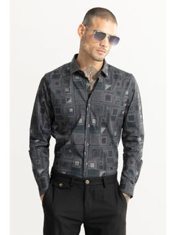 Snitch - Men Maze Square Dark Grey Shirt