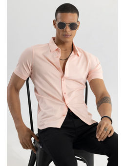 Snitch - Men Mini Self Square Peach Shirt