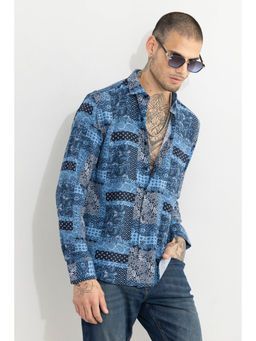 Snitch - Men Bando Motif Blue Shirt