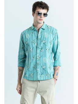 Snitch - Men Fleur Aqua Blue Shirt