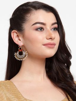 Anika's Creations - Anika's Creation Elegant Designer Meenakari Chandbali Earrings