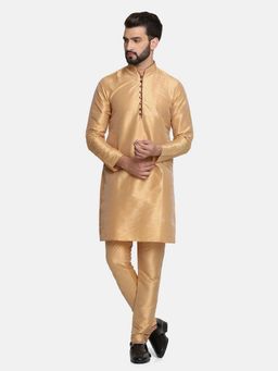 TAHVO - Men Solid Gold Kurta with Pyjama