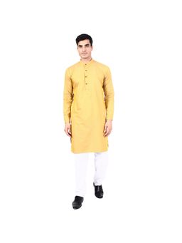 TAHVO - Men Self Design Yellow Kurta with Pyjama
