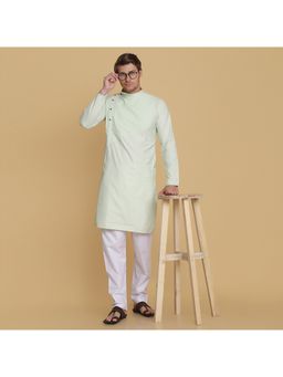 TAHVO - Men Solid Green Kurta with Pyjama