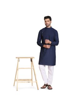 TAHVO - Men Solid Blue Kurta with Pyjama