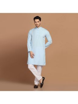 TAHVO - Men Solid Blue Kurta with Pyjama