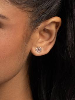 Shaya by CaratLane - White Curved Swirl Studs Earrings In 925 Silver